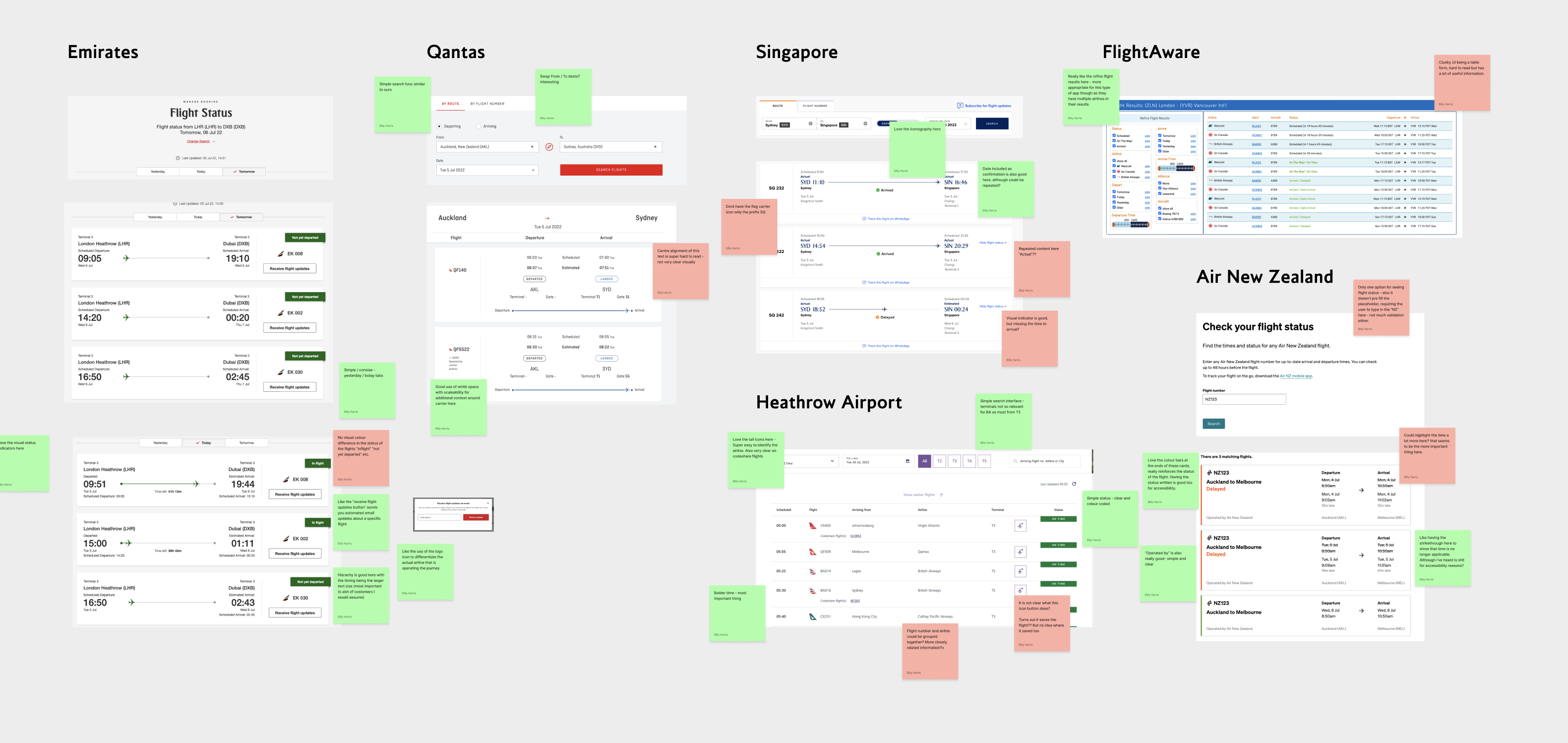 Our old flight status UI