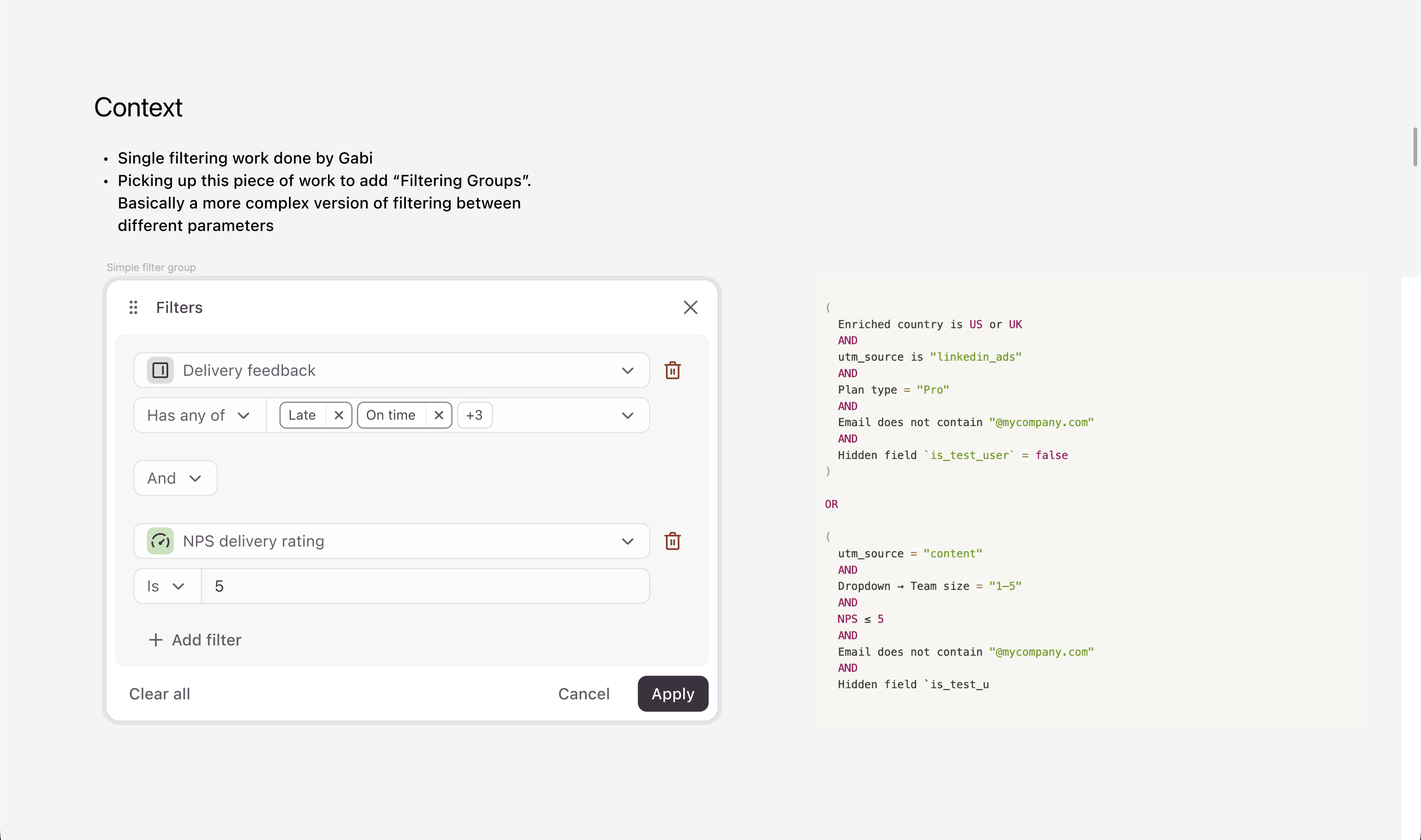 Filter Groups overview